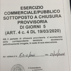 Chiusura provvisoria esercizio commerciale Vibonati